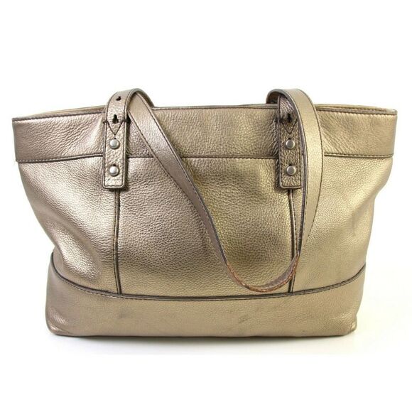 FOSSIL ANTIQUE GOLD GENUINE LEATHER BOHO SHOULDER BAG HANDBAG TOTE HOBO PURSE - Picture 4 of 12